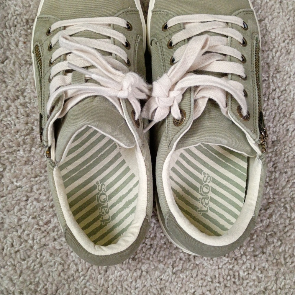 Taos Womens 8 Z Soul Canvas Zipper Casual Sneakers Lace Up Khaki Shoes - Picture 8 of 11